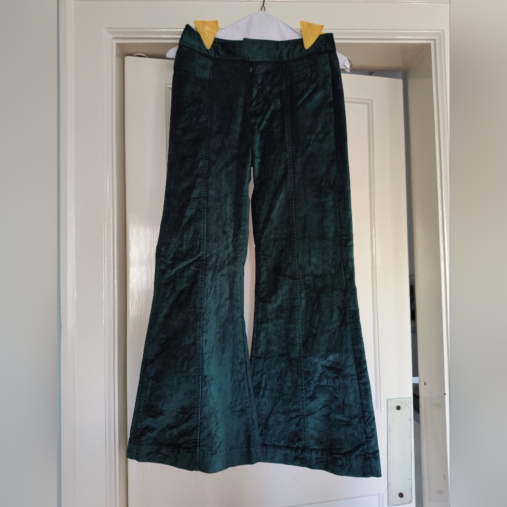 FP Velvet "Walk With You" Wide-Leg Trousers in Jade π - Picture 7 of 8